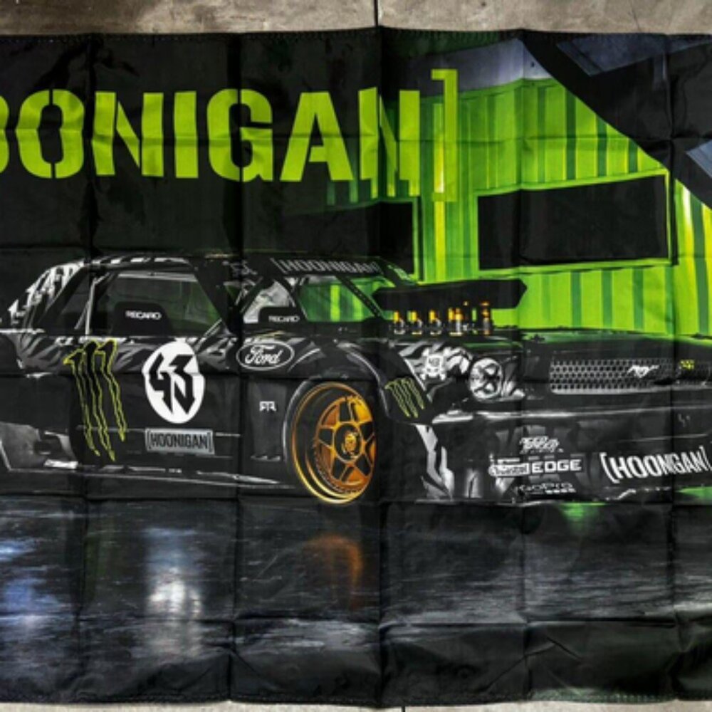 Hoonigan Racing Flag 3x5ft - Garage‎ Wall Art - Man Cave Decoration